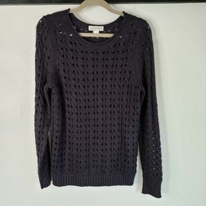 Christopher & Banks Open Knit Sweater L Navy Blue